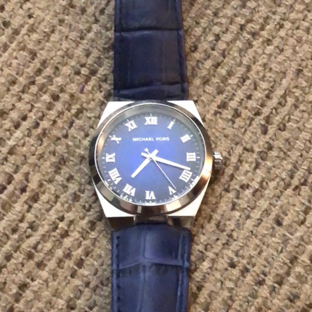 Michael Kors Blue Leather Strap Watch - pre-owned (new for Ladies/Women’s unisex